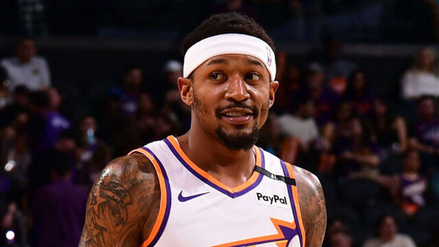 PHOENIX, AZ - APRIL 11: Bradley Beal #3 of the Phoenix Suns during the game against the San Antonio Spurs on April 11, 2025 at Footprint Center in Phoenix, Arizona. Mandatory Copyright Notice: Copyright 2025 NBAE