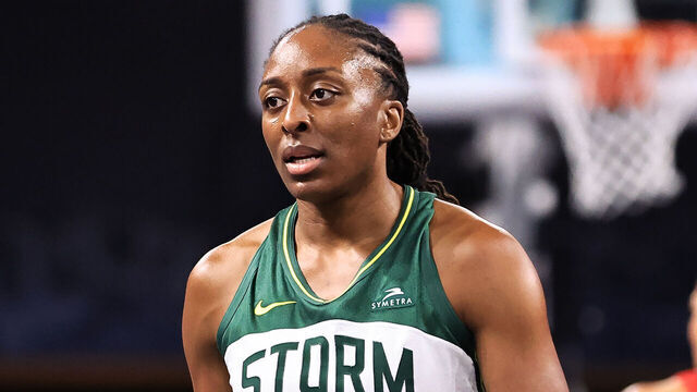 ATLANTA, GA - JULY 3: Nneka Ogwumike #3 of the Seattle Storm looks on during the game against the Atlanta Dream on July 3, 2025 at Gateway Center Arena at College Park in Atlanta, Georgia. Mandatory Copyright Notice: Copyright 2025 NBAE
