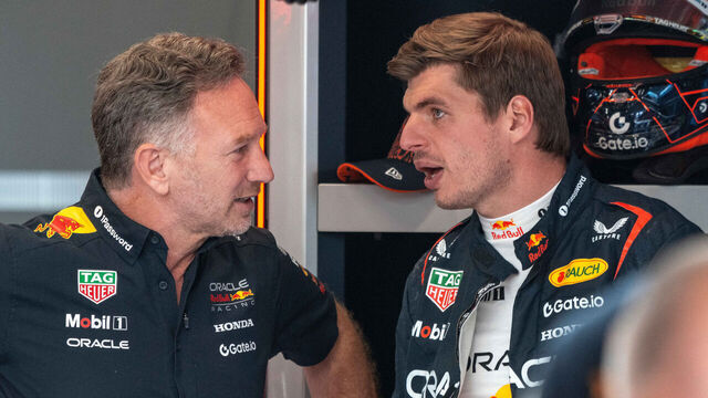 SPIELBERG, AUSTRIA - JUNE 28: Head coach Christian Horner of United Kingdom and Max Verstappen of Netherlands and Red Bull during practice ahead of the F1 Grand Prix of Austria at Red Bull Ring on June 28, 2025 in Spielberg, Austria.