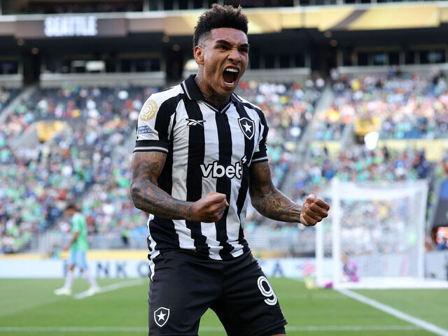 SEATTLE, WASHINGTON - JUNE 15: Igor Jesus #99 of Botafogo celebrates scoring his team's second goal during the FIFA Club World Cup 2025 group B match between Botafogo FR and Seattle Sounders FC at Lumen Field on June 15, 2025 in Seattle, Washington.