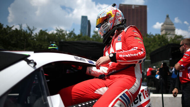 CHICAGO, ILLINOIS - JULY 05: Shane Van Gisbergen, driver of the #88 WeatherTech Chevrolet, enters his car during practice for the NASCAR Cup Series Grant Park 165 at Chicago Street Course on July 05, 2025 in Chicago, Illinois.