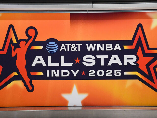 INDIANAPOLIS, IN - JUNE 20: A general view of signage with the 2025 WNBA All-Star Game logo on June 20, 2025, at Indianapolis International Airport in Indianapolis, IN.
