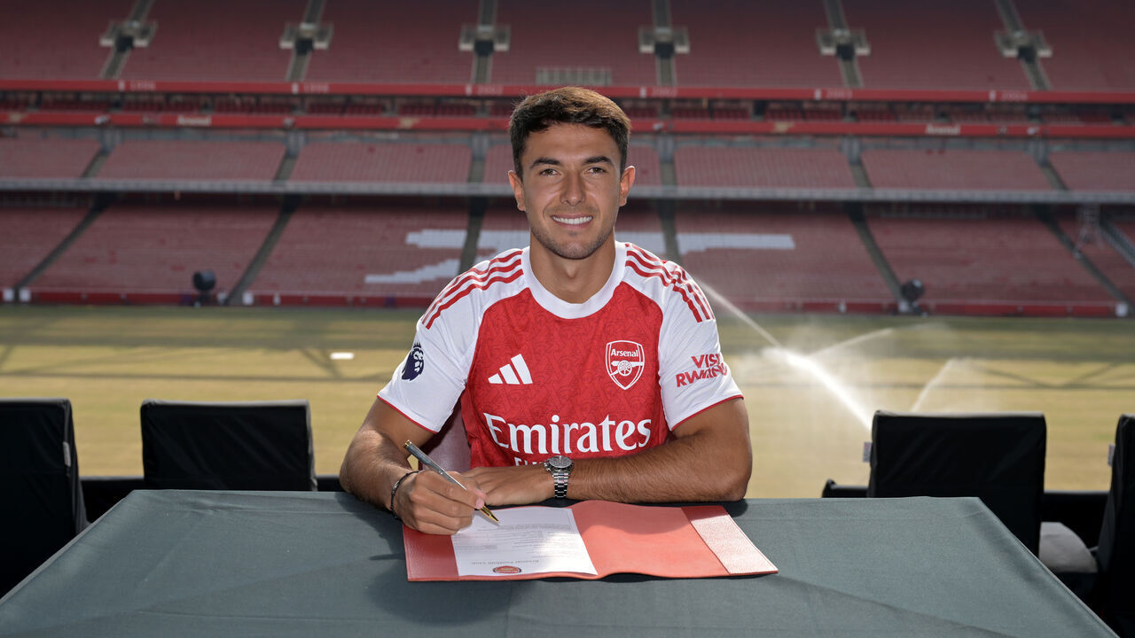 LONDON, ENGLAND - JULY 02: Arsenal unveil new signing Martin Zubimendi at Emirates Stadium on July 02, 2025 in London, England.