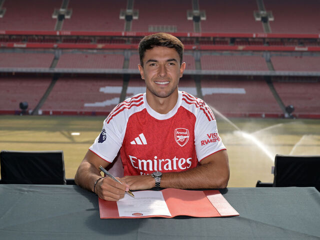 LONDON, ENGLAND - JULY 02: Arsenal unveil new signing Martin Zubimendi at Emirates Stadium on July 02, 2025 in London, England.