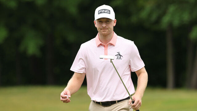 SILVIS, ILLINOIS - JULY 06: Brian Campbell of the United States walks off of the 15th green during the final round of the John Deere Classic 2025 at TPC Deere Run on July 06, 2025 in Silvis, Illinois.