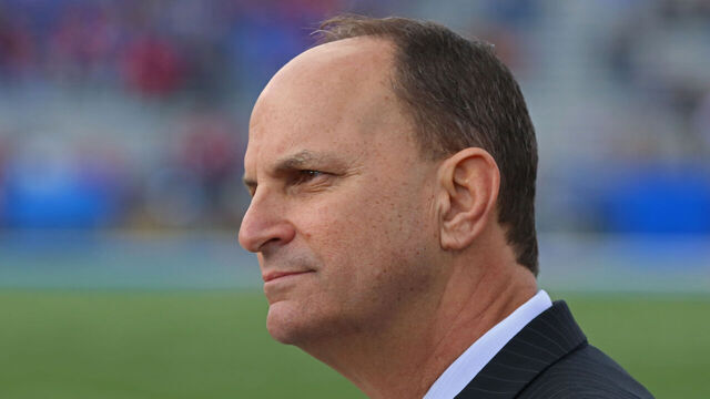 LAWRENCE, KS - NOVEMBER 18: Oklahoma athletic director Joe Castiglione before a Big 12 game between the Oklahoma Sooners and Kansas Jayhawks on November 18, 2017 at Memorial Stadium in Lawrence, KS.