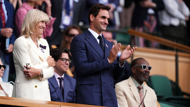 Roger Federer in the Royal Box on day eight of the 2025 Wimbledon Championships at the All England Lawn Tennis and Croquet Club, London. Picture date: Monday July 7, 2025.