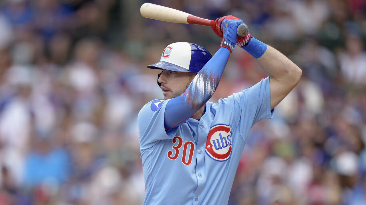CHICAGO, ILLINOIS - JULY 04: Kyle Tucker #30 of the Chicago Cubs bats in a game against the St Louis Cardinals at Wrigley Field on July 04, 2025 in Chicago, Illinois.