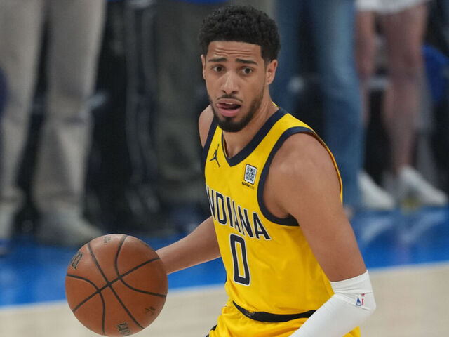 OKLAHOMA CITY, OK - JUNE 22: Tyrese Haliburton #0 of the Indiana Pacers drives to the basket during the game against the Oklahoma City Thunder during Game Seven of the 2025 NBA Finals on June 22, 2025 at Paycom Center in Oklahoma City, Oklahoma. Mandatory Copyright Notice: Copyright 2025 NBAE