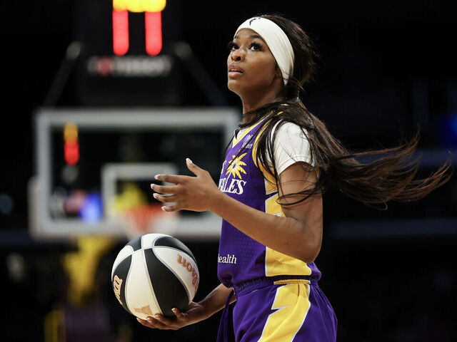 LOS ANGELES, CALIFORNIA - JUNE 17: Rickea Jackson #2 of the Los Angeles Sparks reacts to a call in the second half against the Seattle Storm at Crypto.com Arena on June 17, 2025 in Los Angeles, California.