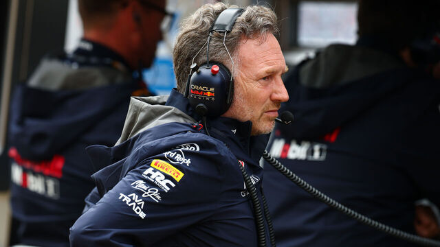NORTHAMPTON, ENGLAND - JULY 06: Christian Horner, Team Principal of Oracle Red Bull Racing looks on during the F1 Grand Prix of Great Britain at Silverstone Circuit on July 06, 2025 in Northampton, England.