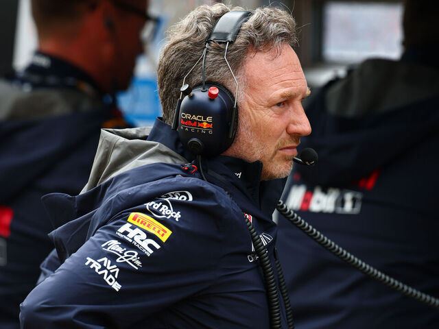 NORTHAMPTON, ENGLAND - JULY 06: Christian Horner, Team Principal of Oracle Red Bull Racing looks on during the F1 Grand Prix of Great Britain at Silverstone Circuit on July 06, 2025 in Northampton, England.