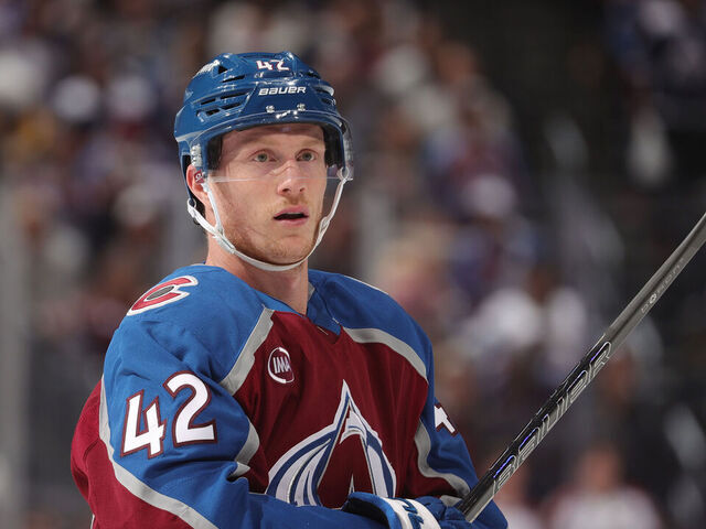 DENVER, COLORADO - APRIL 26: Josh Manson #42 of the Colorado Avalanche skates against the Dallas Stars in Game Four of the First Round of the 2025 Stanley Cup Playoffs at Ball Arena on April 26, 2025 in Denver, Colorado.