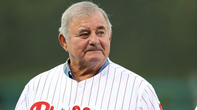 PHILADELPHIA - AUGUST 7: Former Philadelphia Phillies manager Lee Elia takes part in the Alumni Night celebration before a game between the Philadelphia Phillies and the New York Mets at Citizens Bank Park on August 7, 2010 in Philadelphia, Pennsylvania. The Mets won 1-0.