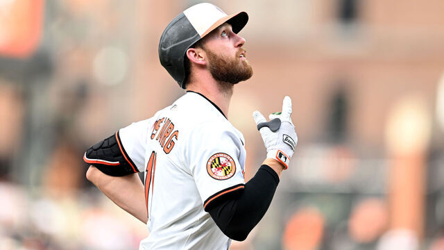 BALTIMORE, MARYLAND - JULY 10: Jordan Westburg #11 of the Baltimore Orioles celebrates after hitting a two-run home run in the second inning against the New York Mets during game two of a double header at Oriole Park at Camden Yards on July 10, 2025 in Baltimore, Maryland.
