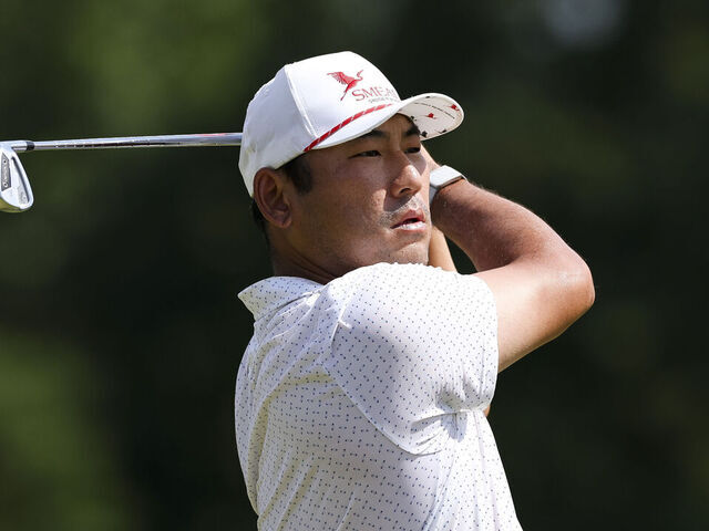 LOUISVILLE, KENTUCKY - JULY 10: Chan Kim hits a tee shot on the 13th hole during the first round of the ISCO Championship 2025 at Hurstbourne Country Club on July 10, 2025 in Louisville, Kentucky.