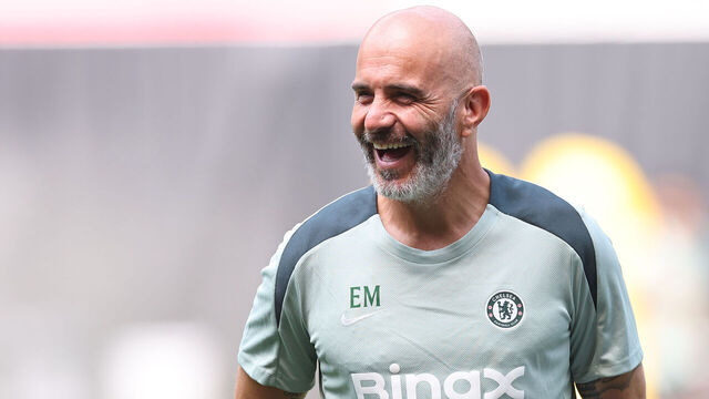 EAST RUTHERFORD, NEW JERSEY - JULY 11: Enzo Maresca manager / head coach of Chelsea during the Training/Press Conference ahead of the FIFA Club World Cup 2025 Final between Chelsea FC and PSG on July 11, 2025 in East Rutherford, United States.