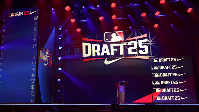 ATLANTA, GEORGIA - JULY 13: A general view ahead of the first round during the 2025 MLB Draft at Coca-Cola Roxy on July 13, 2025 in Atlanta, Georgia.