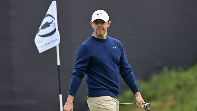 Antrim , United Kingdom - 14 July 2025; Rory McIlroy of Northern Ireland during a practice round at Royal Portrush Golf Club in Portrush, Antrim, ahead of The 153rd Open Championship.