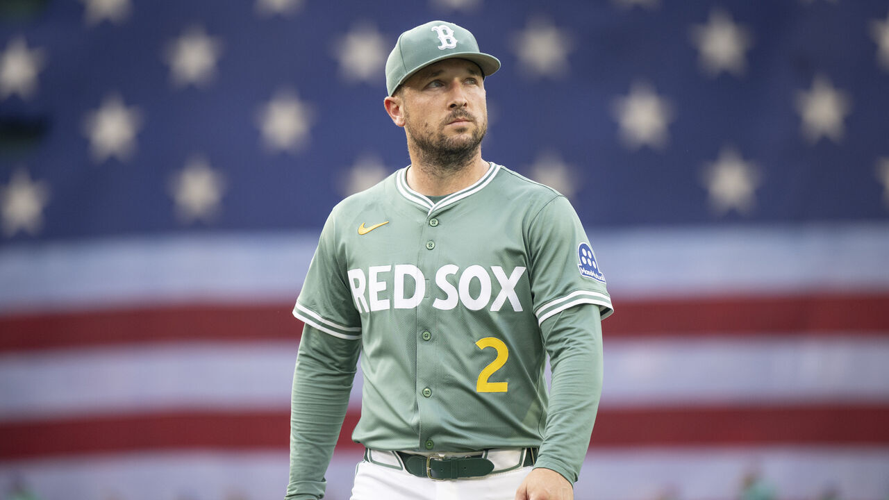 BOSTON, MASSACHUSETTS - JULY 11: Alex Bregman #2 of the Boston Red Sox warms up before a game against the Tampa Bay Rays on July 11, 2025 at Fenway Park in Boston, Massachusetts.