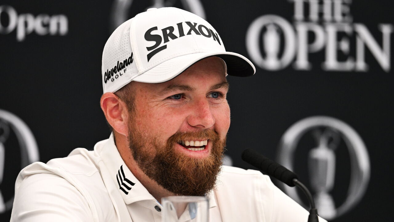 Antrim , United Kingdom - 14 July 2025; Shane Lowry of Ireland during a media conference at Royal Portrush Golf Club in Portrush, Antrim, ahead of The 153rd Open Championship.