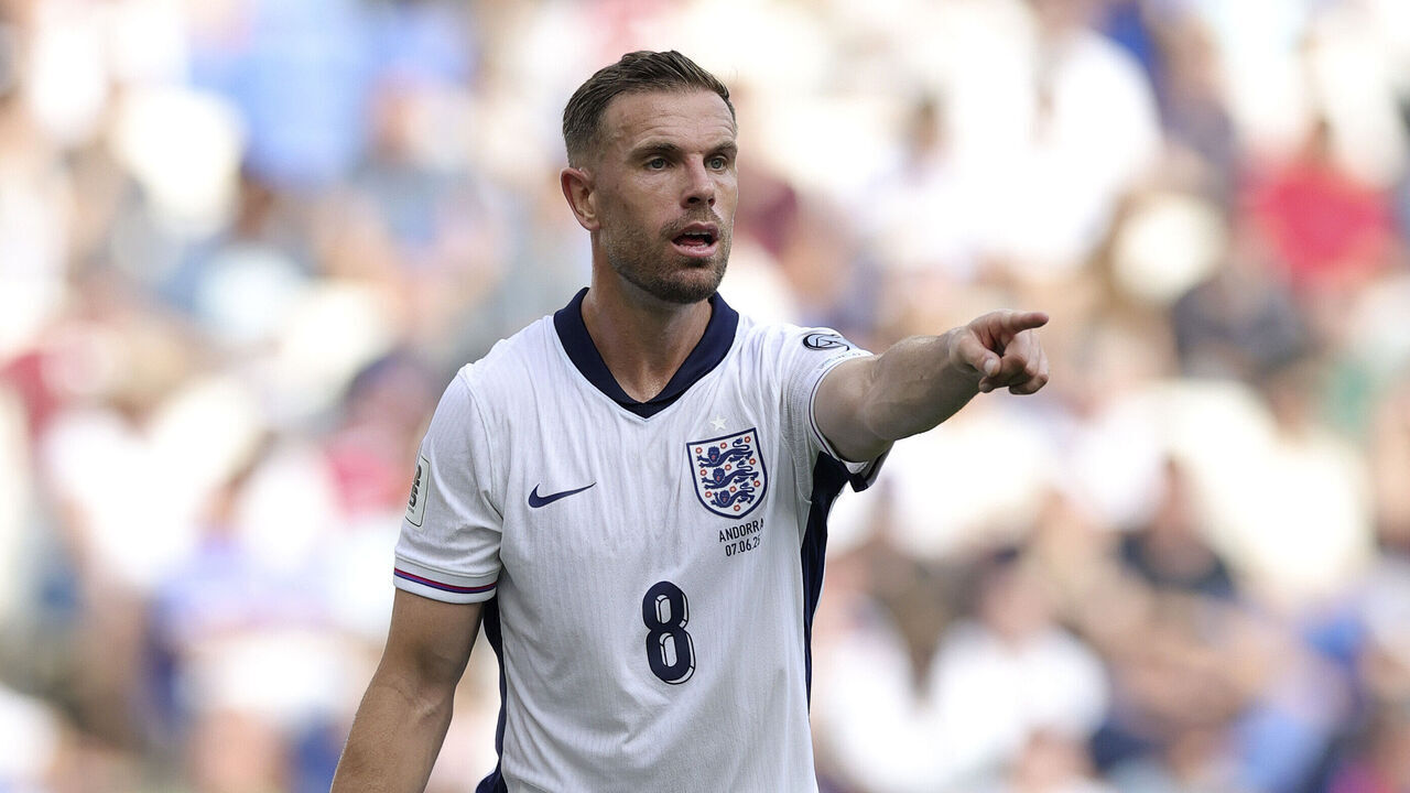 BARCELONA, SPAIN - JUNE 07: Jordan Henderson of England reacts during the FIFA World Cup 2026 European Qualifier between Andorra and England at RCDE Stadium on June 07, 2025 in Barcelona, Spain.