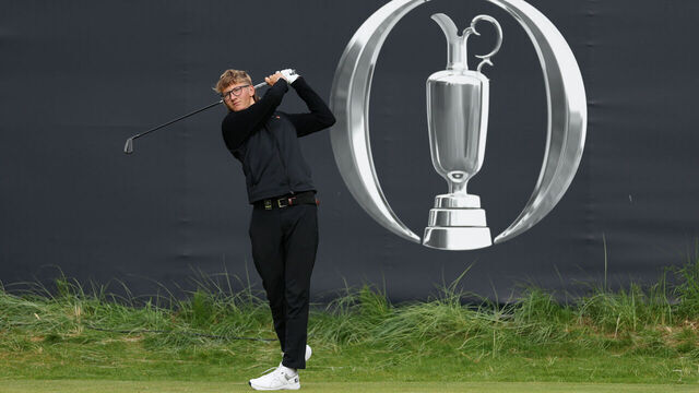 PORTRUSH, NORTHERN IRELAND - JULY 15: Amateur, Richard Teder of Estonia plays a shot on the first hole during a practice round prior to The 153rd Open Championship at Royal Portrush Golf Club on July 15, 2025 in Portrush, Northern Ireland.