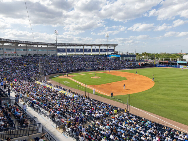 TAMPA, FL - MARCH 28: A general view of George M. Steinbrenner Field during the game between the Colorado Rockies and the Tampa Bay Rays on Friday, March 28, 2025 in Tampa, Florida.