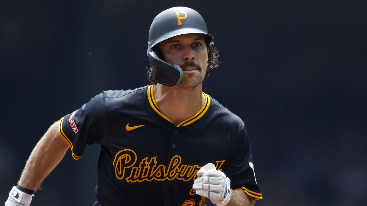 MILWAUKEE, WI - JUNE 25: Adam Frazier #26 of the Pittsburgh Pirates runs the bases during an MLB game against the Milwaukee Brewers on June 25, 2025 at American Family Field in Milwaukee, Wisconsin.