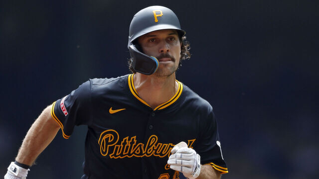 MILWAUKEE, WI - JUNE 25: Adam Frazier #26 of the Pittsburgh Pirates runs the bases during an MLB game against the Milwaukee Brewers on June 25, 2025 at American Family Field in Milwaukee, Wisconsin.
