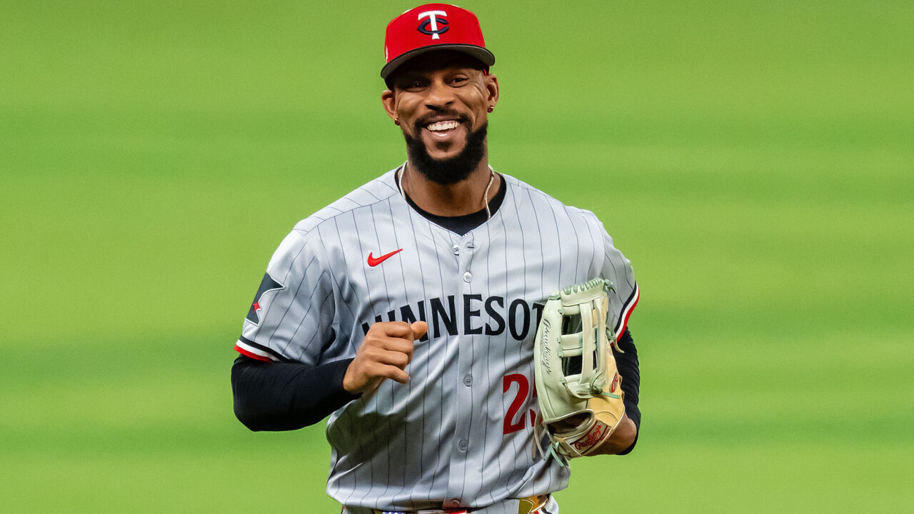 ATLANTA, GEORGIA - JULY 15: Byron Buxton #25 of the Minnesota Twins looks on during the MLB All-Star Game at Truist Park on July 15, 2025 in Atlanta, Georgia.