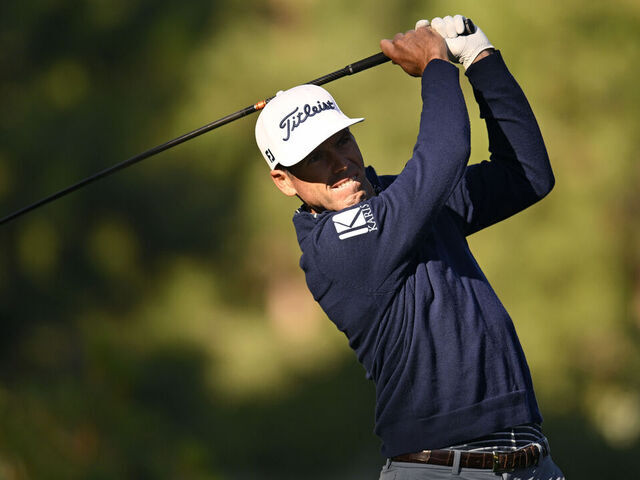 TRUCKEE, CALIFORNIA - JULY 17: Ben Martin of the United States plays his shot from the 11th tee during the first round of the Barracuda Championship 2025 at Tahoe Mountain Club on July 17, 2025 in Truckee, California.