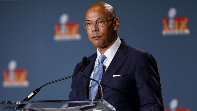 NEW ORLEANS, LOUISIANA - FEBRUARY 05: NFLPA Executive Director Lloyd Howell discusses the state of the union and its direction for the upcoming year before fielding questions from the media on February 05, 2025 in New Orleans, Louisiana.