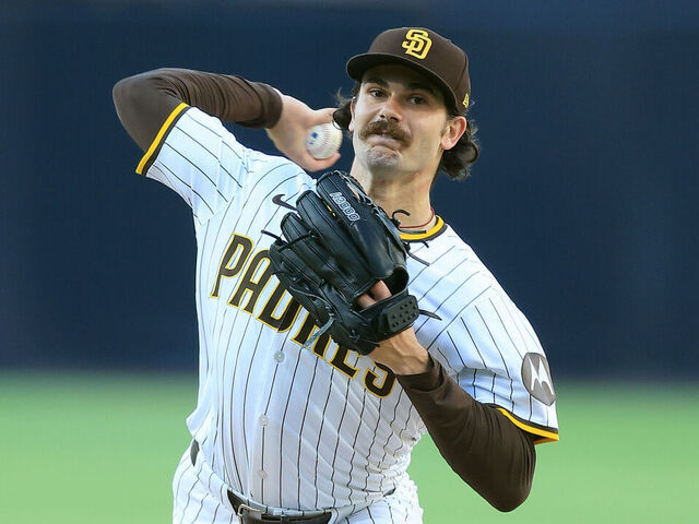 SAN DIEGO, CALIFORNIA - JULY 09: Dylan Cease #84 of the San Diego Padres pitchrs during the first inning of a game against the Arizona Diamondbacks at Petco Park on July 09, 2025 in San Diego, California.