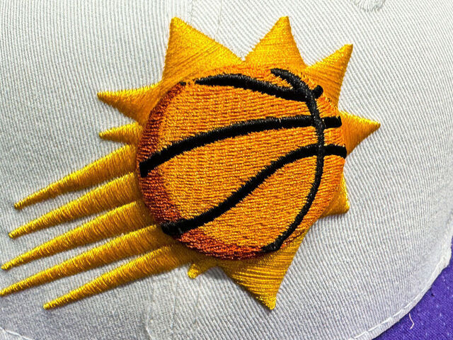 Phoenix Suns emblem on New Era cap is seen at the shopping mall in Krakow, Poland on January 10, 2024.