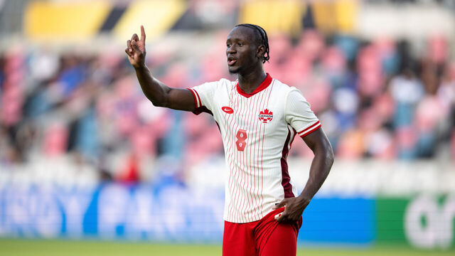 HOUSTON, TEXAS - JUNE 21: Ismael Kone of Canada during the Group Stage - Group B match between Curacao and Canada as part of the 2025 CONCACAF Gold Cup at the Shell Energy Stadium on June 21, 2025 in Houston, Texas.