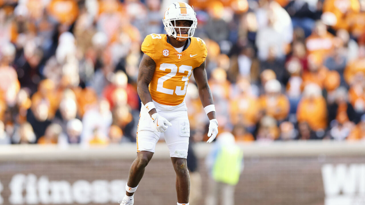 KNOXVILLE, TENNESSEE - NOVEMBER 23: Boo Carter #23 of the Tennessee Volunteers looks on during the second half of the game between the Tennessee Volunteers and the UTEP Miners at Neyland Stadium on November 23, 2024 in Knoxville, Tennessee.