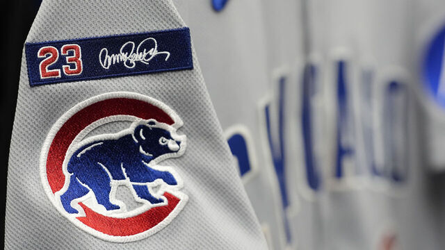 MILWAUKEE, WISCONSIN - JULY 29: A detailed view of the patch worn in honor of Ryne Sandberg is seen on a Chicago Cubs jersey before a game against the Milwaukee Brewers at American Family Field on July 29, 2025 in Milwaukee, Wisconsin. Sandberg, who played 15 seasons for the Chicago Cubs, died July 28 at age 65. (Patrick McDermott/Getty Images for the Chicago Cubs)