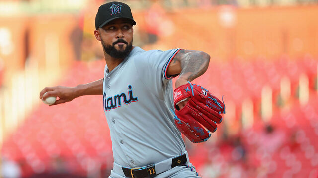 ST LOUIS, MISSOURI - JULY 29: Sandy Alcantara #22 of the Miami Marlins delivers a pitch against the St. Louis Cardinals in the first inning at Busch Stadium on July 29, 2025 in St Louis, Missouri.