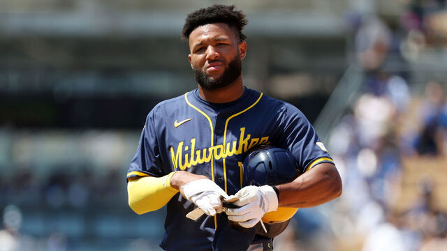 LOS ANGELES, CA - JULY 20: Jackson Chourio #11 of the Milwaukee Brewers looks on during the game against the Los Angeles Dodgers at Dodger Stadium on July 20, 2025 in Los Angeles, California.