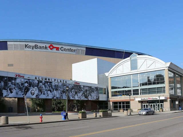 BUFFALO, NY - SEPTEMBER 19: An exterior view of the KeyBank Center, home of the NHL Buffalo Sabres, on September 19, 2016 in Buffalo, New York.