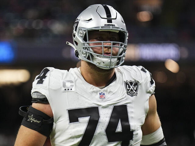 NEW ORLEANS, LA - DECEMBER 29: Kolton Miller #74 of the Las Vegas Raiders warms up prior to an NFL football game against the New Orleans Saints at Caesars Superdome on December 29, 2024 in New Orleans, Louisiana.