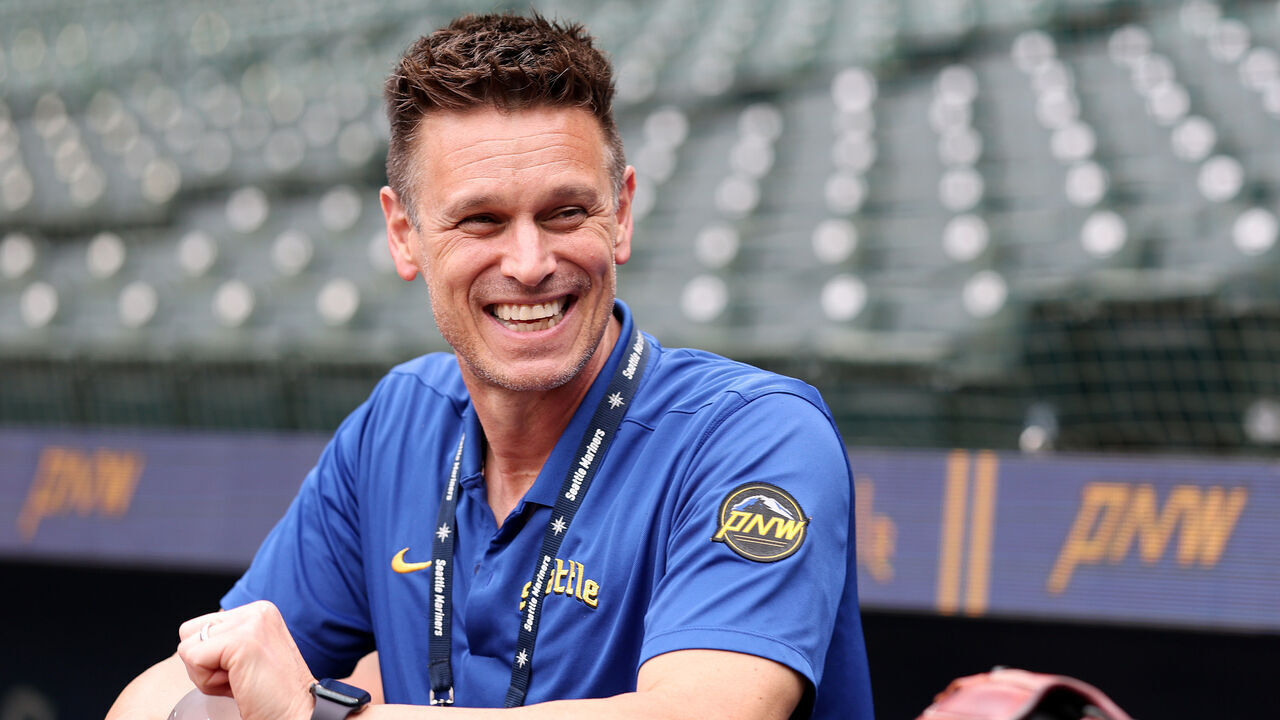 SEATTLE, WASHINGTON - JULY 31: President of Baseball Operations Jerry Dipoto of the Seattle Mariners looks on before the game against the Texas Rangers at T-Mobile Park on July 31, 2025 in Seattle, Washington.