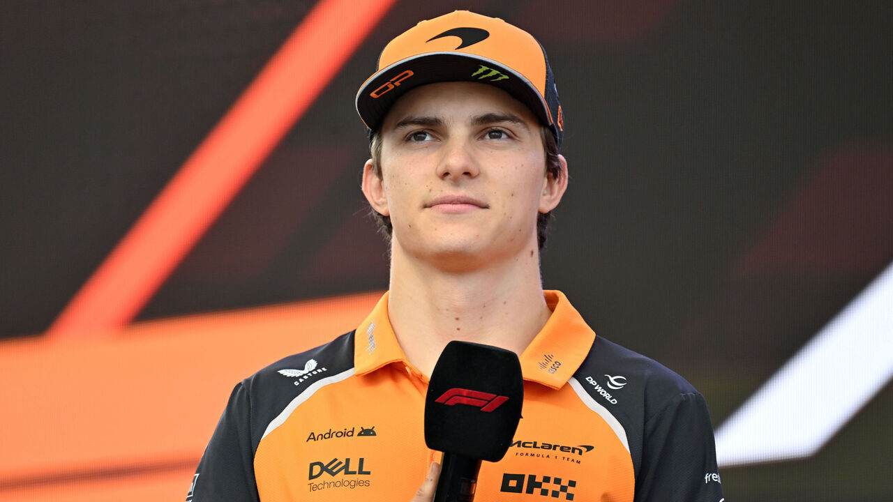 BUDAPEST, HUNGARY - AUGUST 01: Oscar Piastri of Australia and McLaren is interviewed on stage prior to practice ahead of the F1 Grand Prix of Hungary at Hungaroring on August 01, 2025 in Budapest, Hungary.