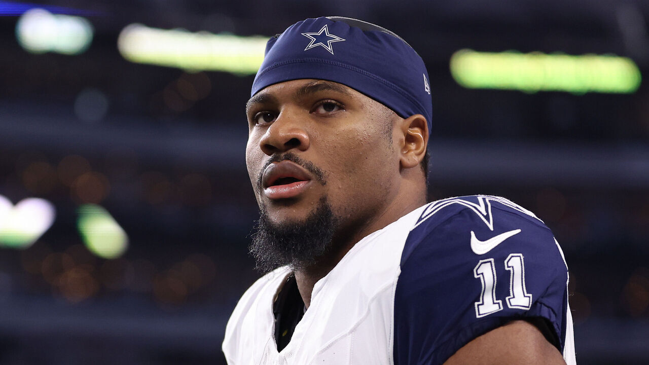 ARLINGTON, TEXAS - DECEMBER 09: Micah Parsons #11 of the Dallas Cowboys looks on prior to the game against the Cincinnati Bengals at AT&T Stadium on December 09, 2024 in Arlington, Texas.