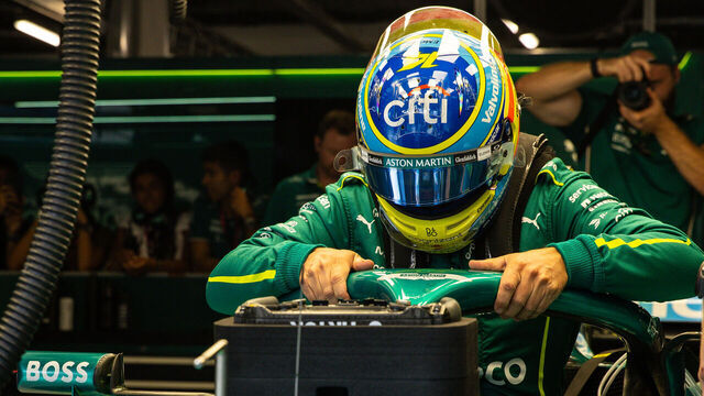 BUDAPEST, HUNGARY - AUGUST 1: Fernando Alonso of Spain prepares for driving the (14) Aston Martin AMR25 on track during practice ahead of the F1 Grand Prix of Hungary at Hungaroring on August 1, 2025 in Budapest, Hungary.