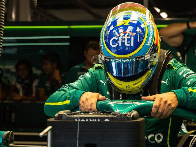 BUDAPEST, HUNGARY - AUGUST 1: Fernando Alonso of Spain prepares for driving the (14) Aston Martin AMR25 on track during practice ahead of the F1 Grand Prix of Hungary at Hungaroring on August 1, 2025 in Budapest, Hungary.