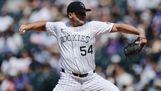 DENVER, CO - JUNE 26: Seth Halvorsen #54 of the Colorado Rockies pitches during the game between the Los Angeles Dodgers and the Colorado Rockies at Coors Field on Thursday, June 26, 2025 in Denver, Colorado.