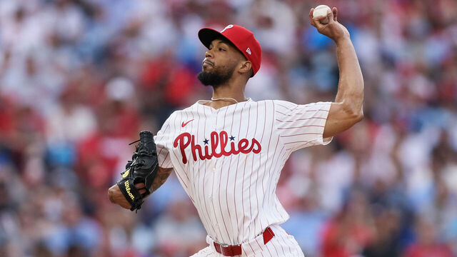 PHILADELPHIA, PENNSYLVANIA - AUGUST 03: Cristopher Sánchez #61 of the Philadelphia Phillies throws against the Detroit Tigers during the first inning at Citizens Bank Park on August 03, 2025 in Philadelphia, Pennsylvania.