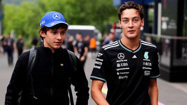 Mercedes drivers Andrea Kimi Antonelli and George Russell arriving at the Circuit de Spa-Francorchamps, Stavelot, Belgium, ahead of the Belgian Grand Prix on Sunday. Picture date: Thursday July 24, 2025.